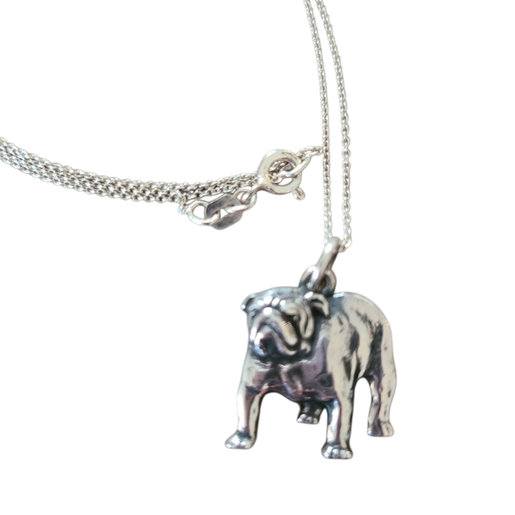 Retired James Avery .925 Silver Bulldog Pendant Charm Necklace - Picture 4 of 6
